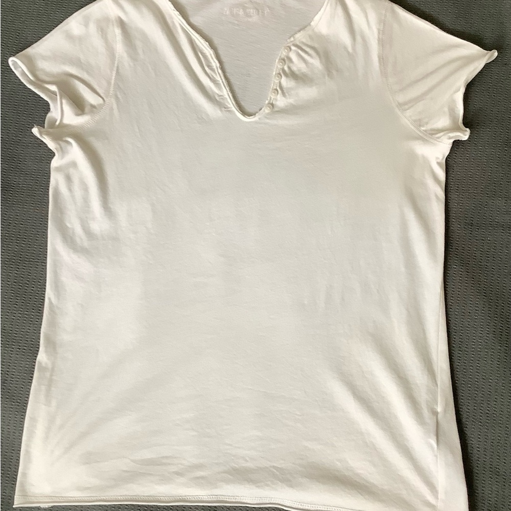 Zadig & Voltaire White V-Neck Short Sleeve Tee